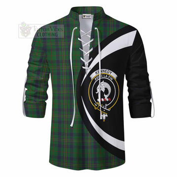Tartan Vibes Clothing Kennedy Tartan Ghillie Kilt Shirt with Family Crest Circle Style