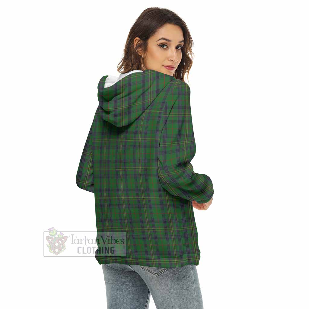 Tartan Vibes Clothing Kennedy Tartan Women's Borg  Half Zip Fleece Hoodie