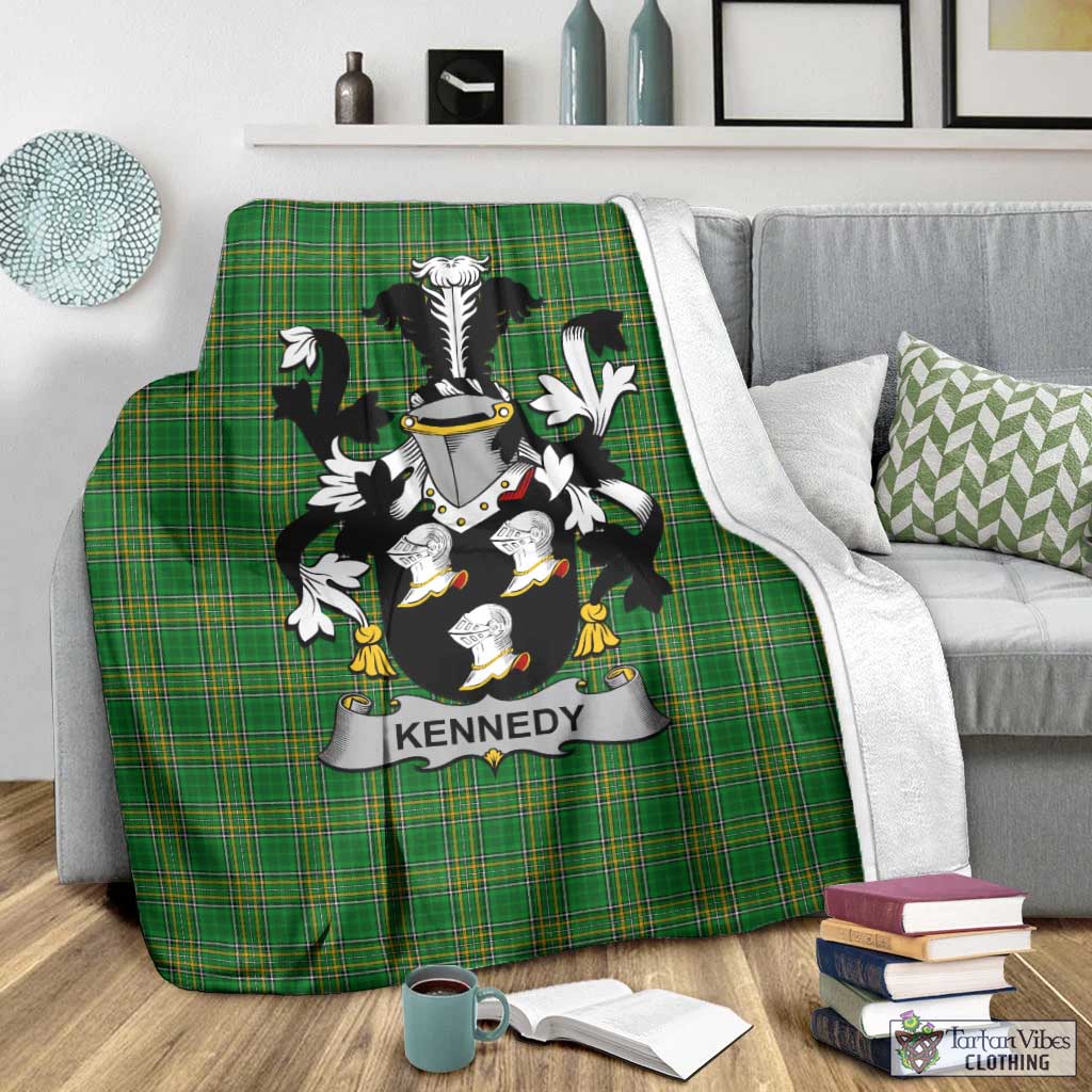 Kennedy Irish Clan Tartan Blanket with Coat of Arms - Tartan Vibes Clothing