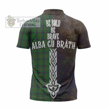 Kennedy Tartan Family Crest Zipper Polo Shirt Alba Gu Brath Be Brave Lion Ancient Style