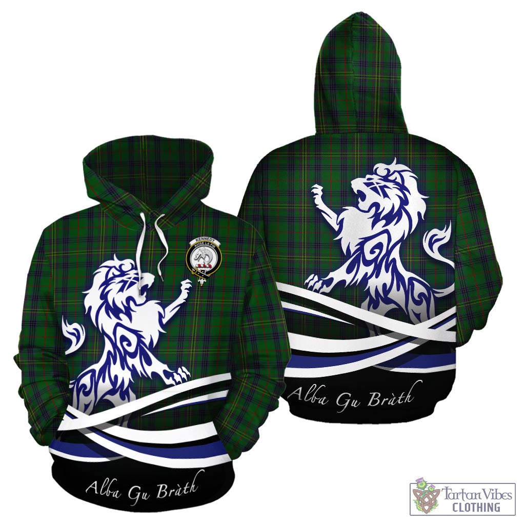 Kennedy Tartan Hoodie with Alba Gu Brath Regal Lion Emblem - Tartan Vibes Clothing