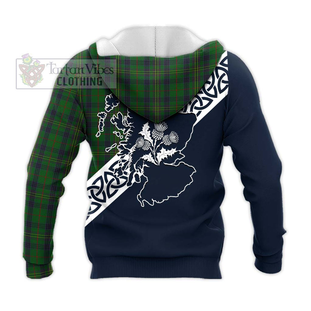 Tartan Vibes Clothing Kennedy Tartan Knitted Hoodie Featuring Thistle and Scotland Map