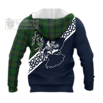 Tartan Vibes Clothing Kennedy Tartan Knitted Hoodie Featuring Thistle and Scotland Map