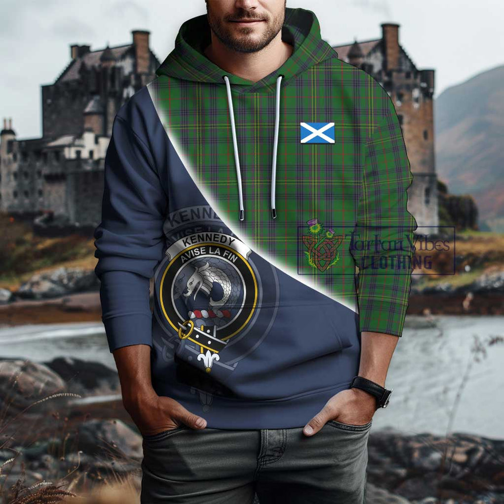 Kennedy Tartan Hoodie with Personalised National Flag and Family Crest Half Style
