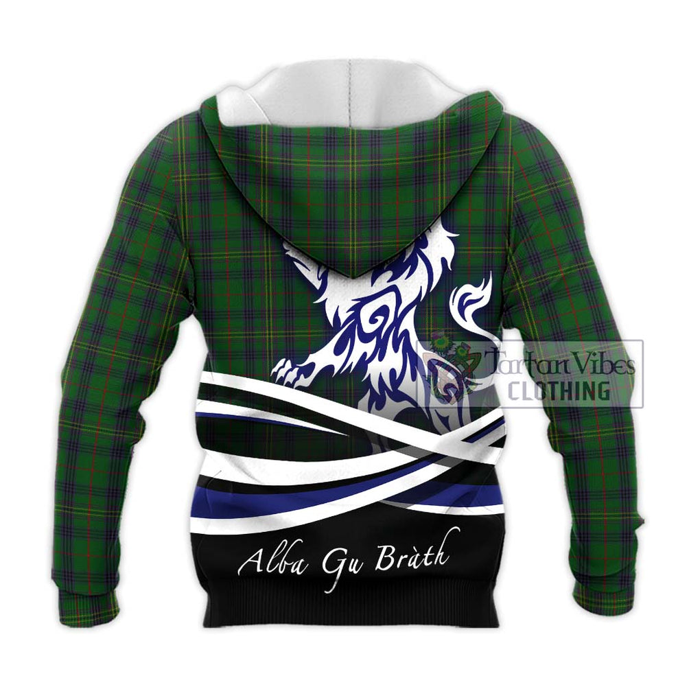 Kennedy Tartan Knitted Hoodie with Alba Gu Brath Regal Lion Emblem - Tartanvibesclothing Shop