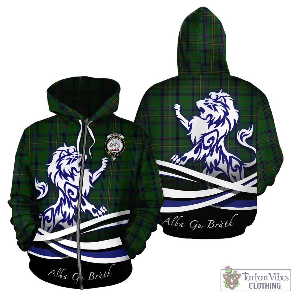 Kennedy Tartan Hoodie with Alba Gu Brath Regal Lion Emblem - Tartan Vibes Clothing
