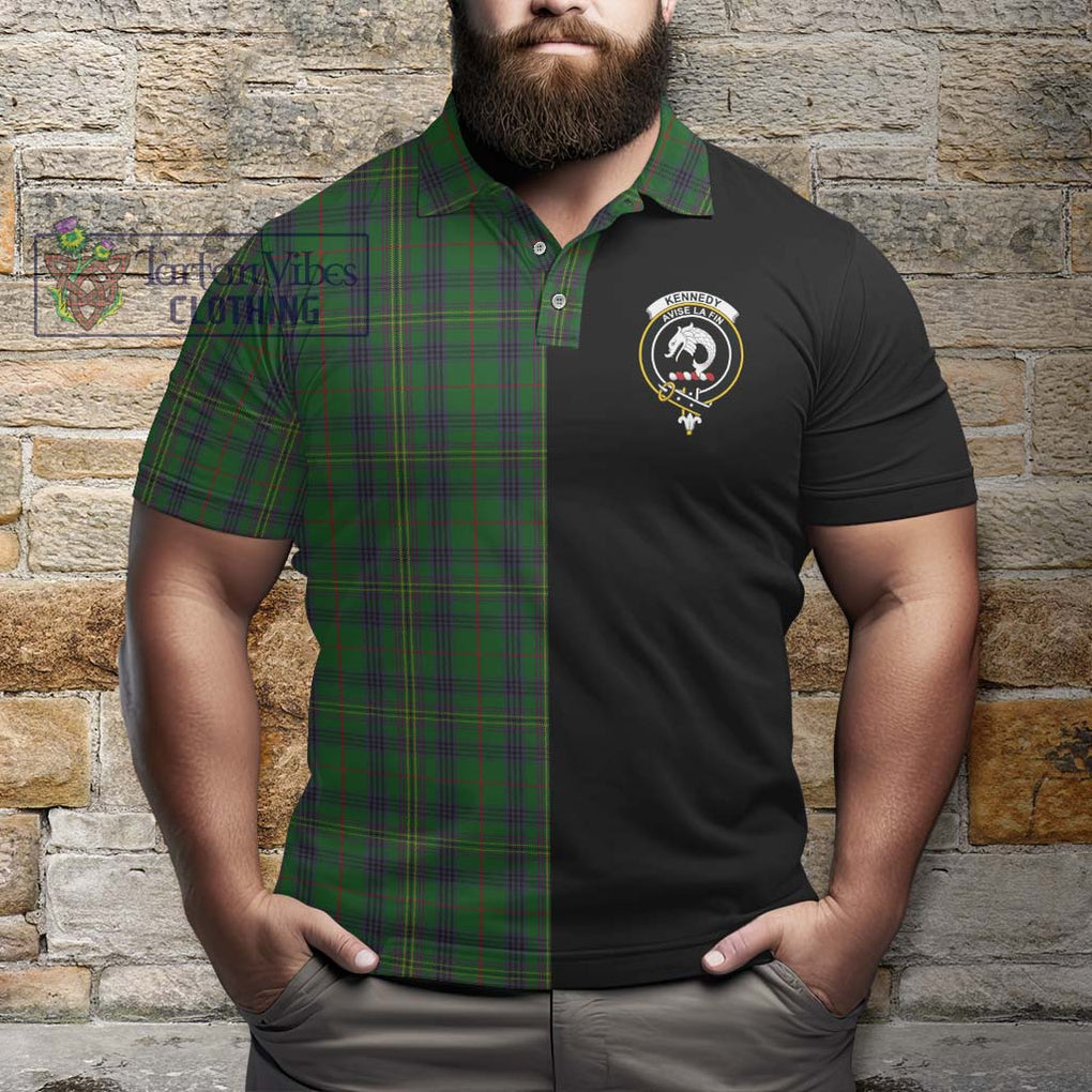 Kennedy Tartan Polo Shirt with Family Crest and Half Of Me Style - Tartanvibesclothing Shop