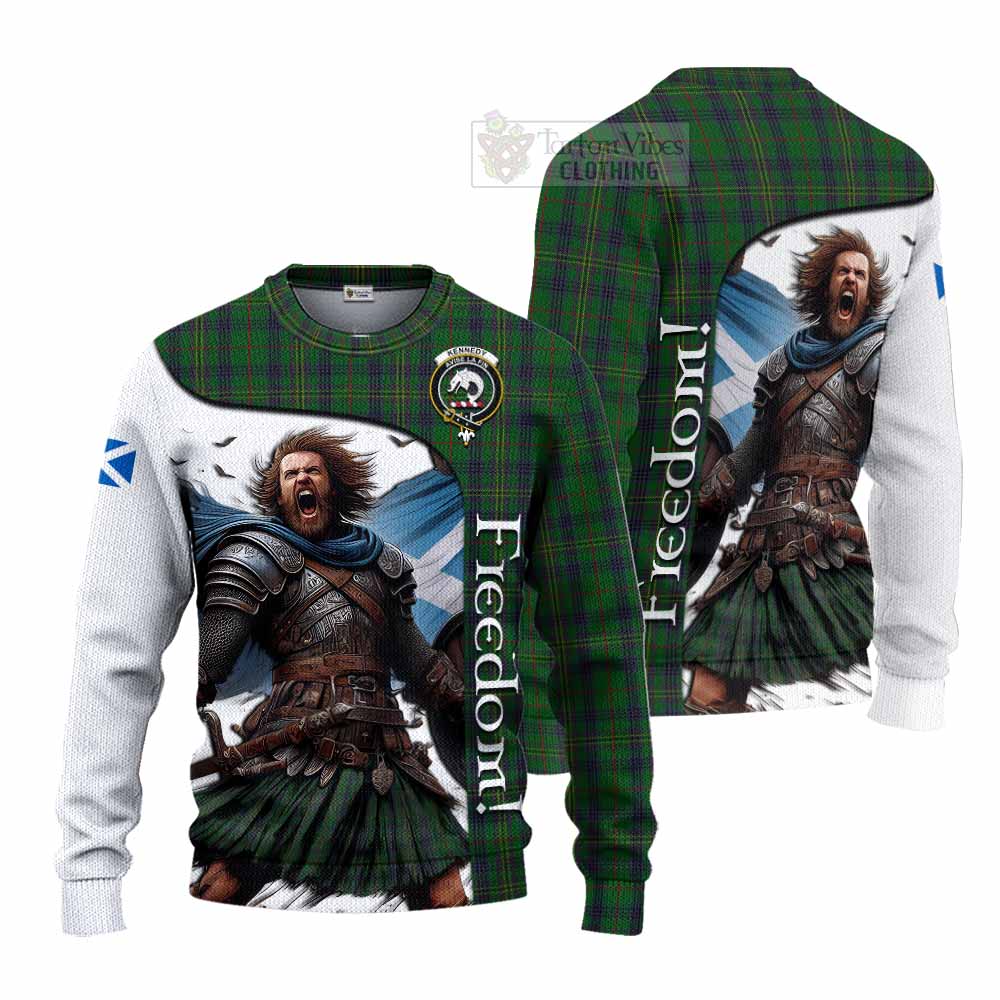 Tartan Vibes Clothing Kennedy Crest Tartan Knitted Sweater Inspired by the Freedom of Scottish Warrior
