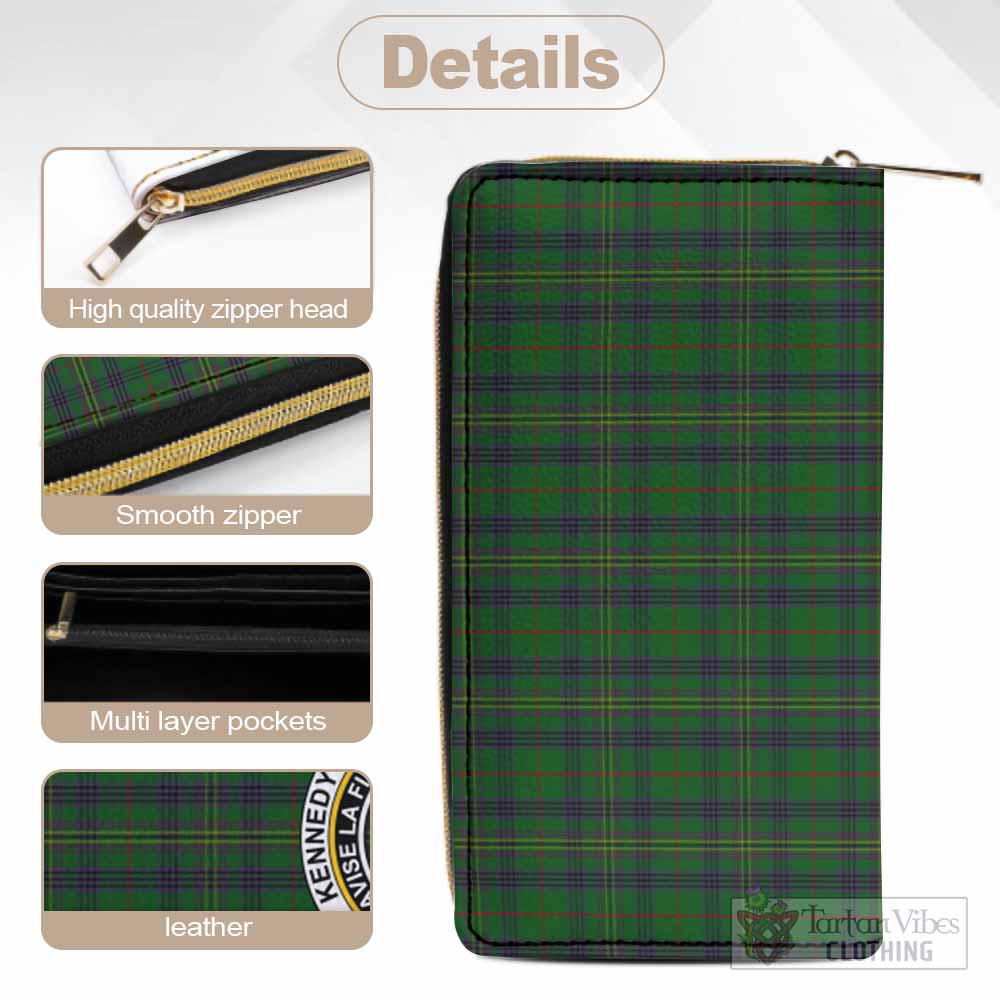 Tartan Vibes Clothing Kennedy Tartan Women's Leather Wallet with Family Crest