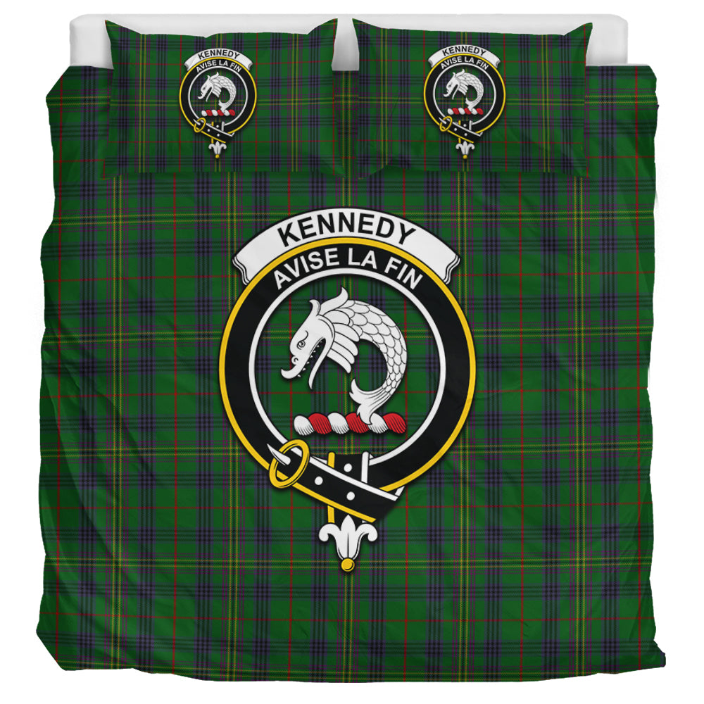 Kennedy Tartan Bedding Set with Family Crest UK Bedding Set UK Super King 104*94 inch - Tartan Vibes Clothing