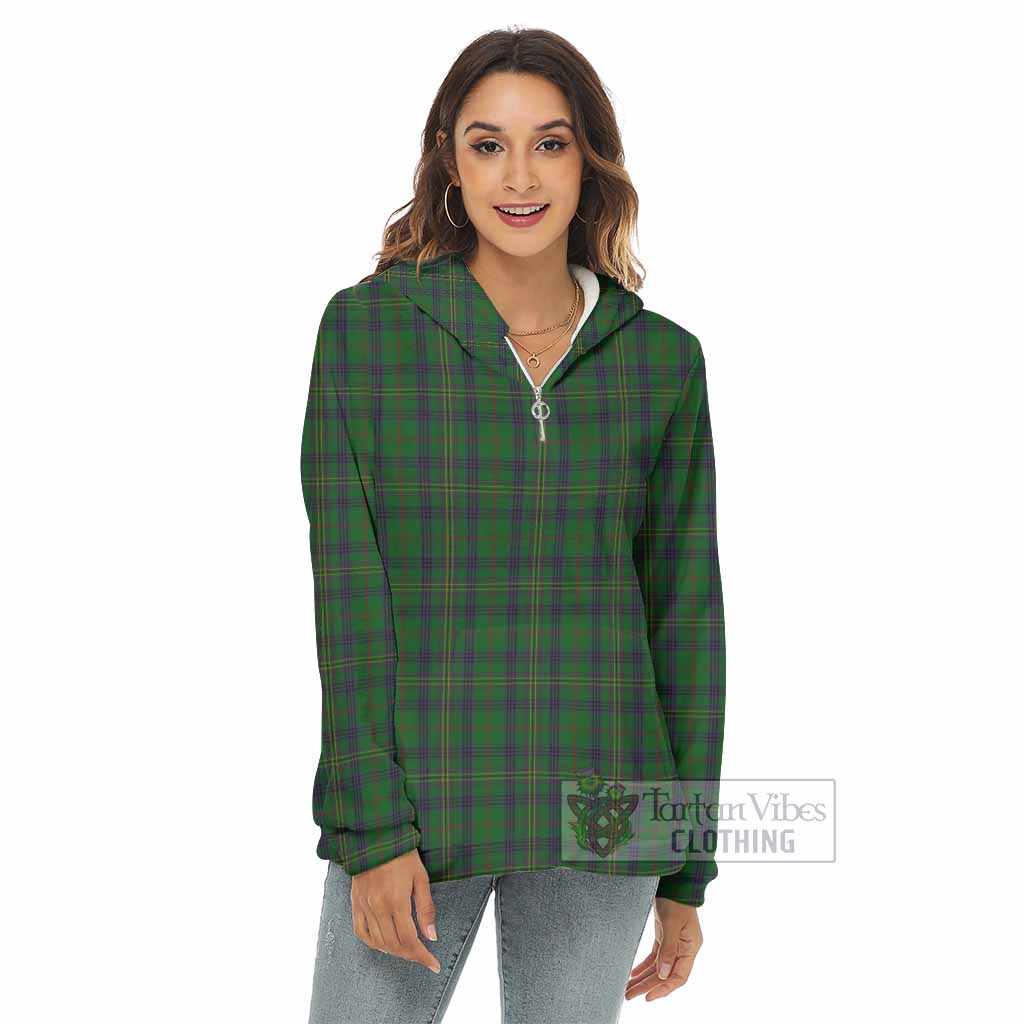 Tartan Vibes Clothing Kennedy Tartan Women's Borg  Half Zip Fleece Hoodie