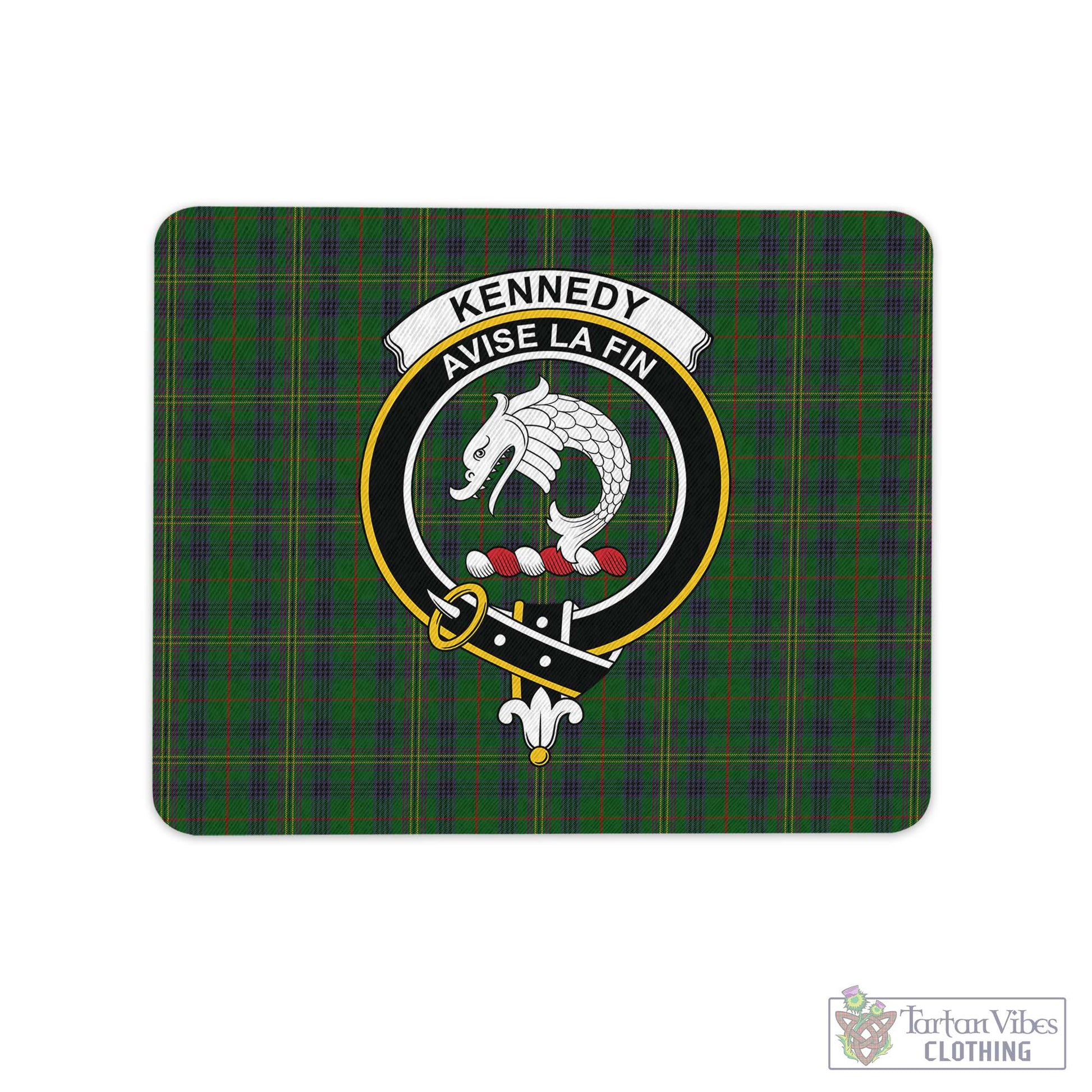 Tartan Vibes Clothing Kennedy Tartan Mouse Pad with Family Crest