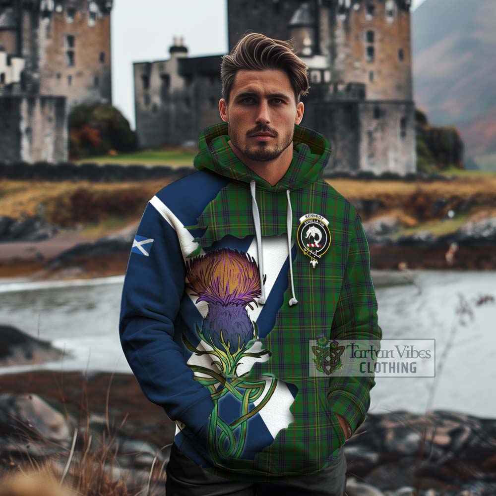 Tartan Vibes Clothing Kennedy Tartan Family Crest Cotton Hoodie Scottish Thistle Celtic Inspired