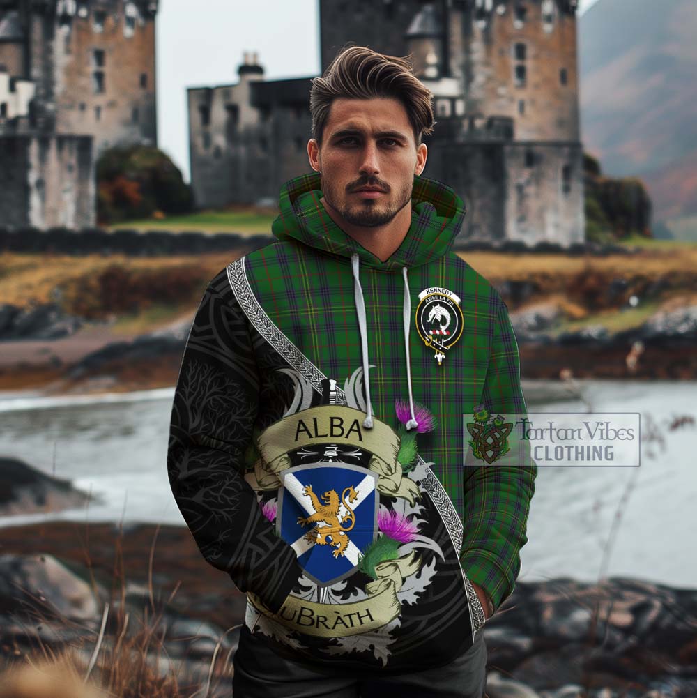Tartan Vibes Clothing Kennedy Tartan Family Crest Cotton Hoodie Lion Rampant Royal Thistle Shield Celtic Inspired