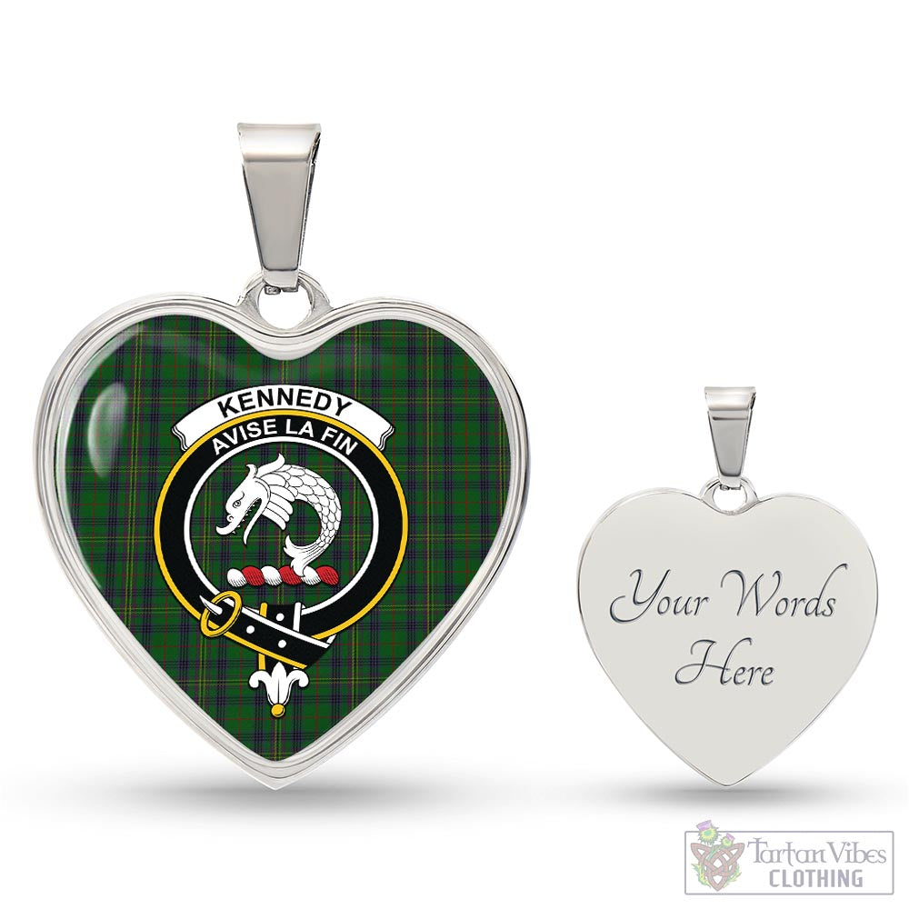 Tartan Vibes Clothing Kennedy Tartan Heart Necklace with Family Crest