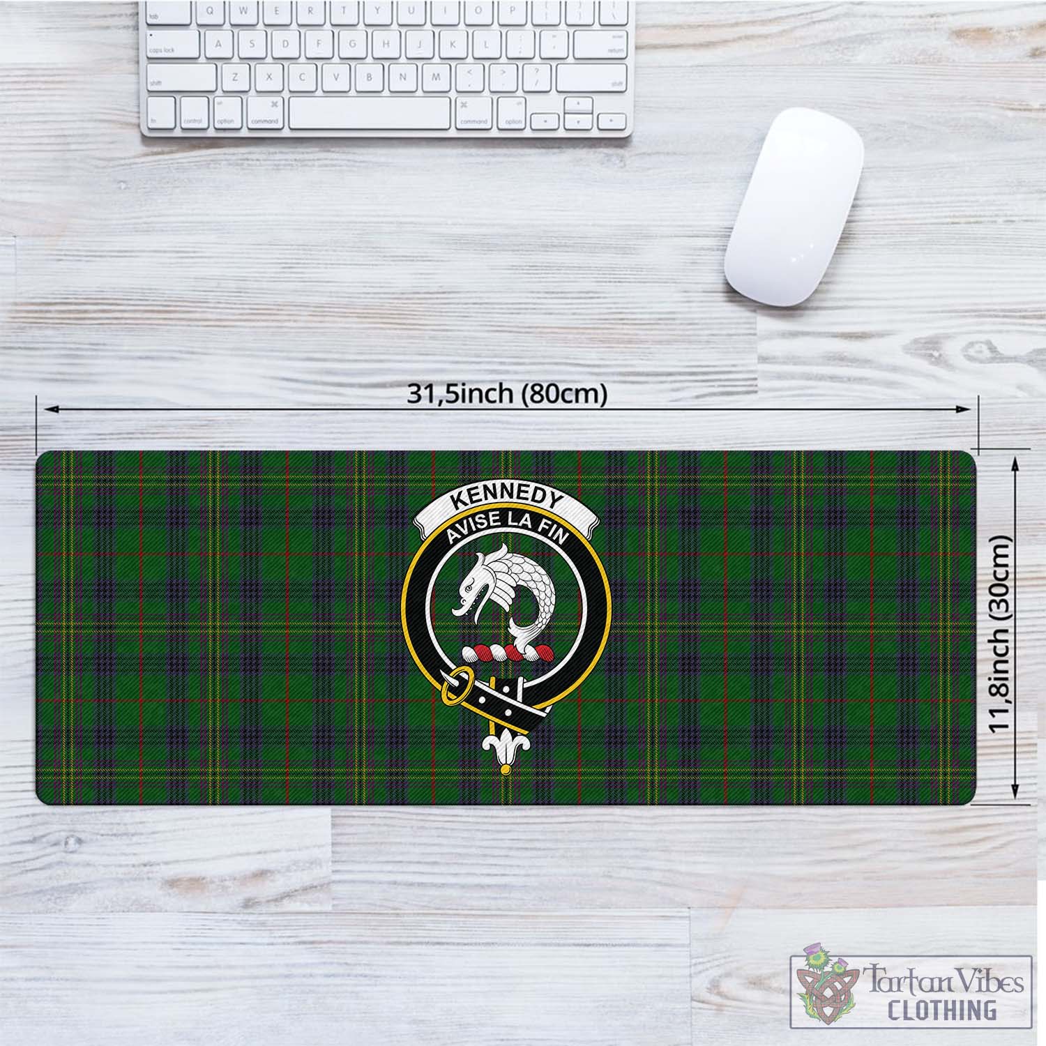 Tartan Vibes Clothing Kennedy Tartan Mouse Pad with Family Crest