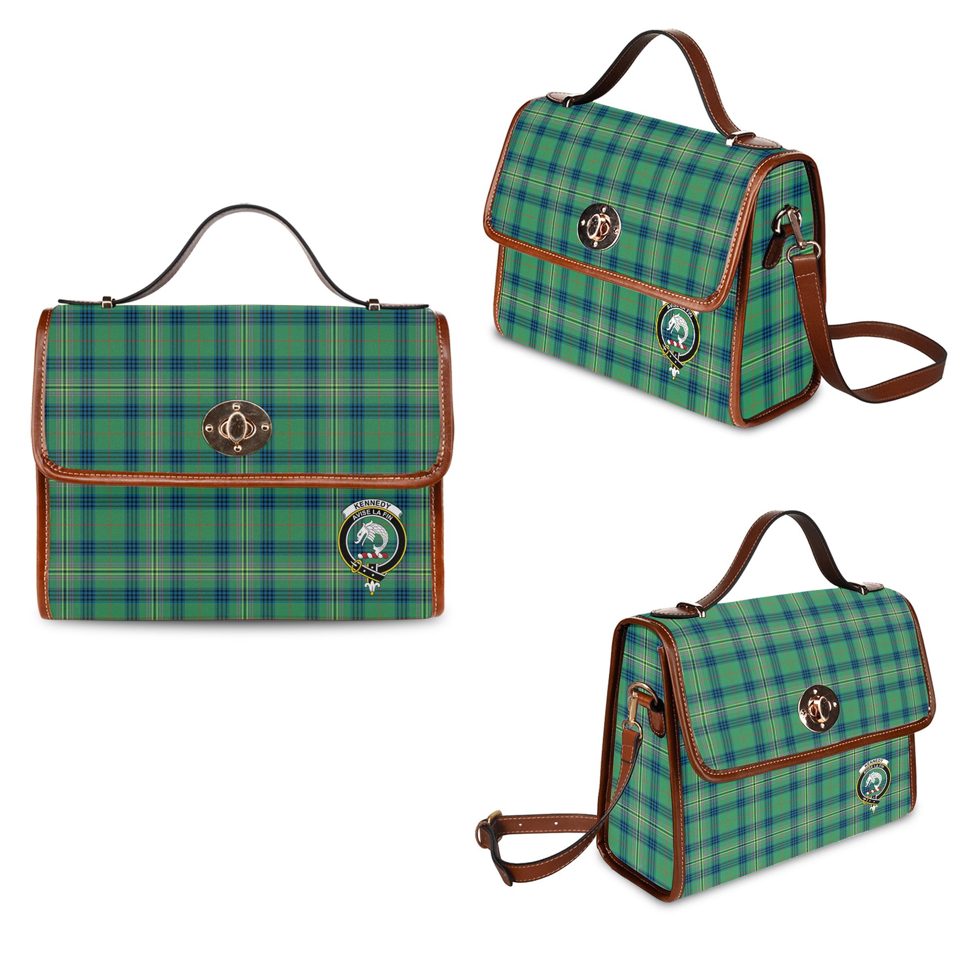kennedy-ancient-tartan-leather-strap-waterproof-canvas-bag-with-family-crest