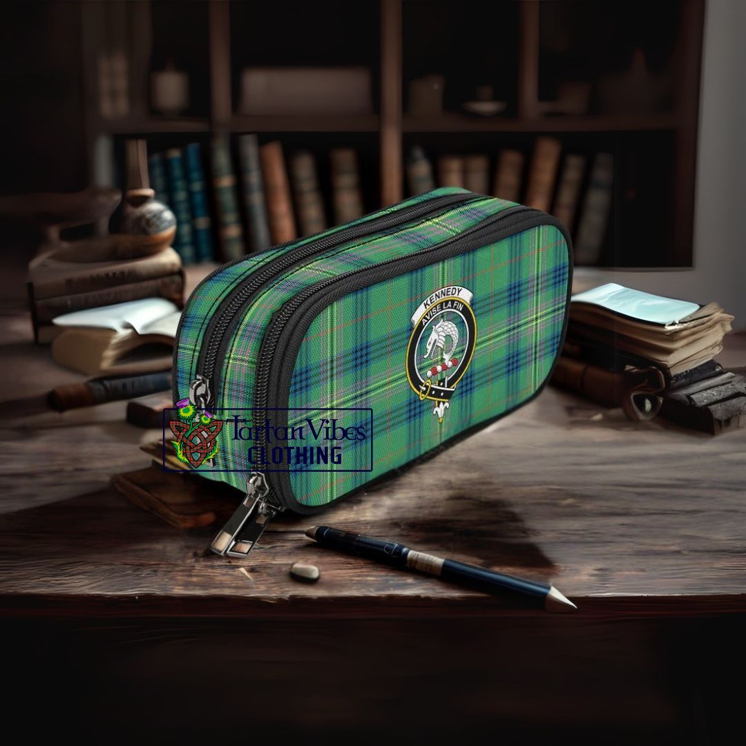 Kennedy Ancient Tartan Pen and Pencil Case with Family Crest