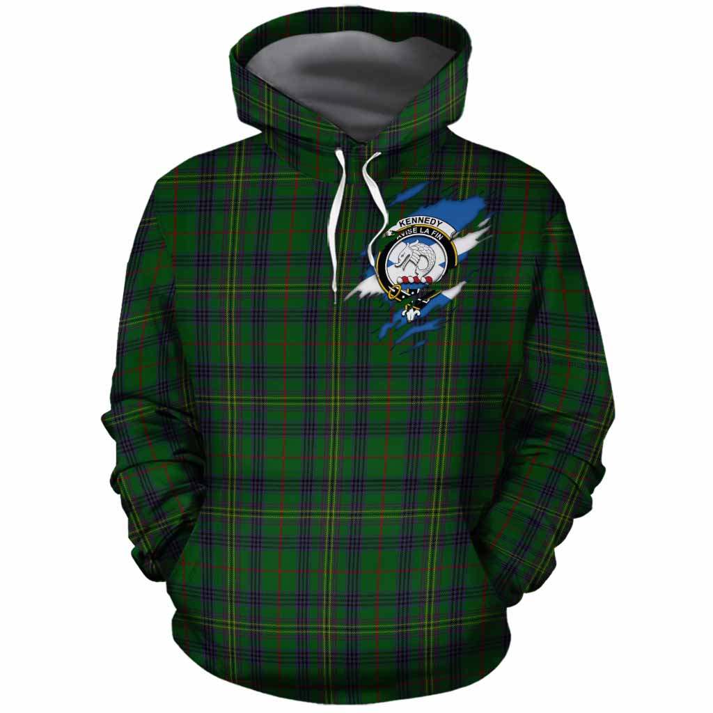Kennedy Clan Crest In Me Tartan Cotton Hoodie Scotland Flag Style
