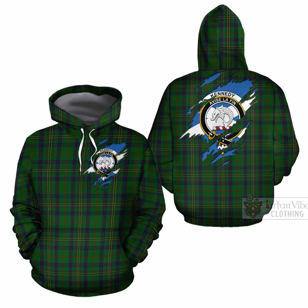 Kennedy Clan Crest In Me Tartan Cotton Hoodie Scotland Flag Style