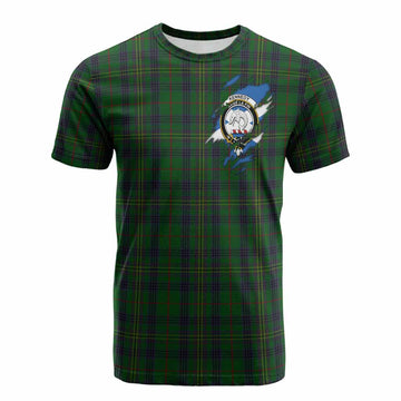 Kennedy Clan Crest In Me Tartan Cotton T-shirt Scotland Flag Style