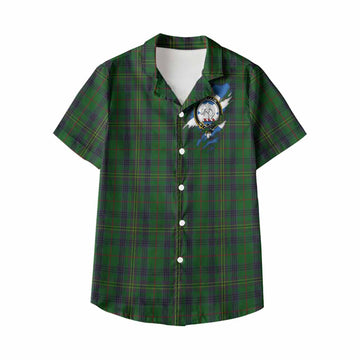 Kennedy Clan Crest In Me Tartan Kid Hawaiian Shirt Scotland Flag Style