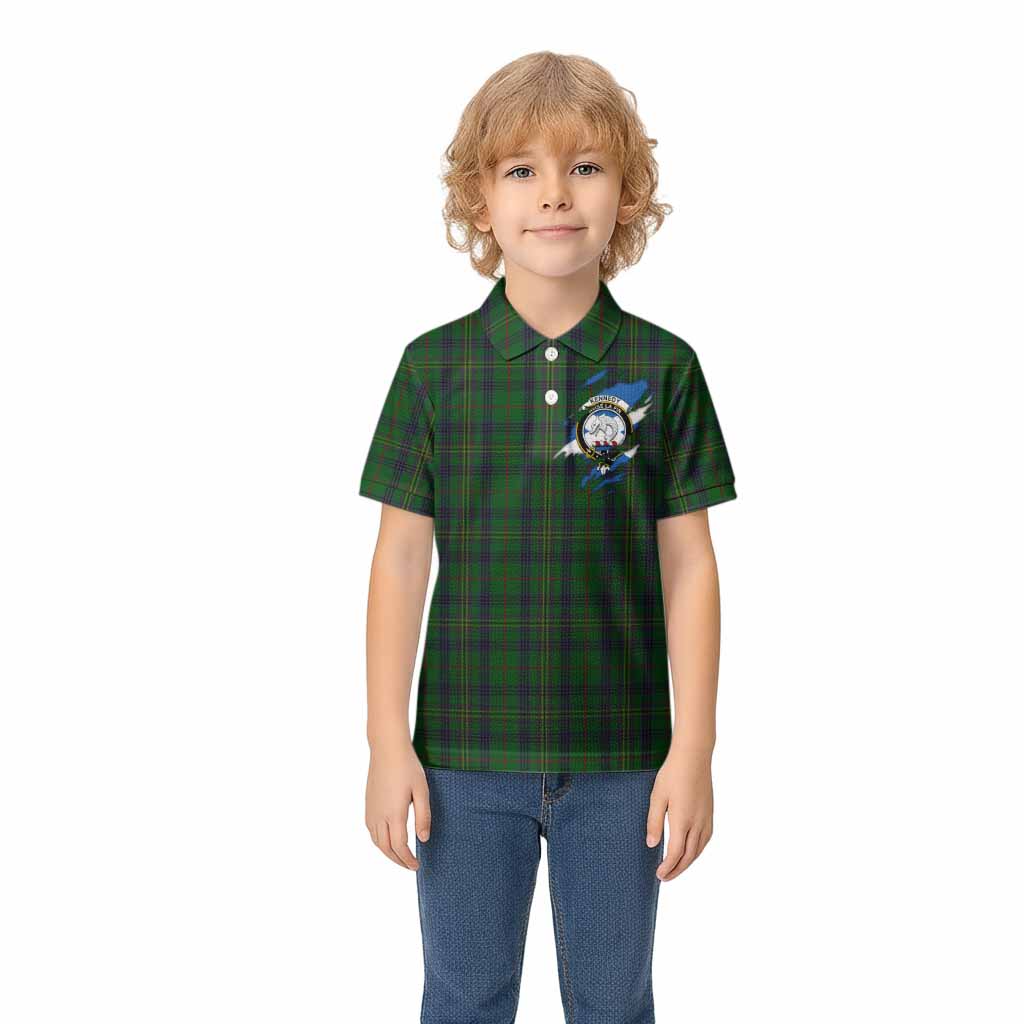 Kennedy Clan Crest In Me Tartan Kid Polo Shirt Scotland Flag Style