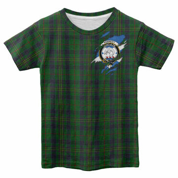 Kennedy Clan Crest In Me Tartan Kid T-shirt Scotland Flag Style