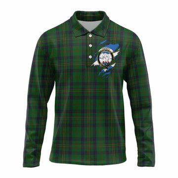 Kennedy Clan Crest In Me Tartan Long Sleeve Polo Shirt Scotland Flag Style