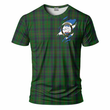 Kennedy Clan Crest In Me Tartan T-Shirt Scotland Flag Style