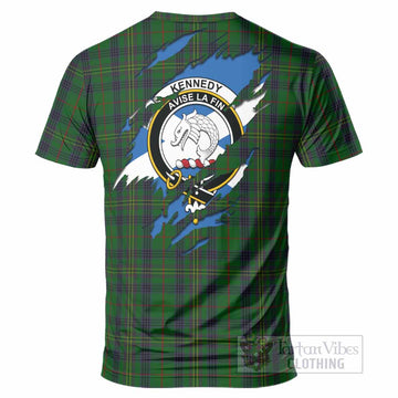 Kennedy Clan Crest In Me Tartan T-Shirt Scotland Flag Style