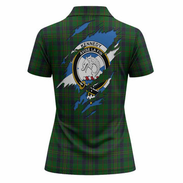 Kennedy Clan Crest In Me Tartan Women Polo Shirt Scotland Flag Style