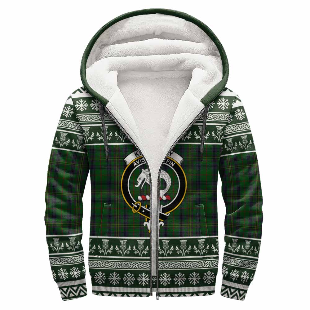 Kennedy Clan Tartan Christmas Fleece Hoodie with Family Crest - Tartan Vibes Clothing