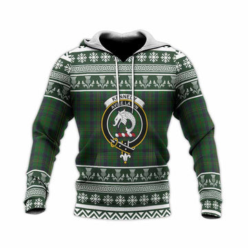 Kennedy Clan Tartan Christmas Knitted Hoodie with Family Crest