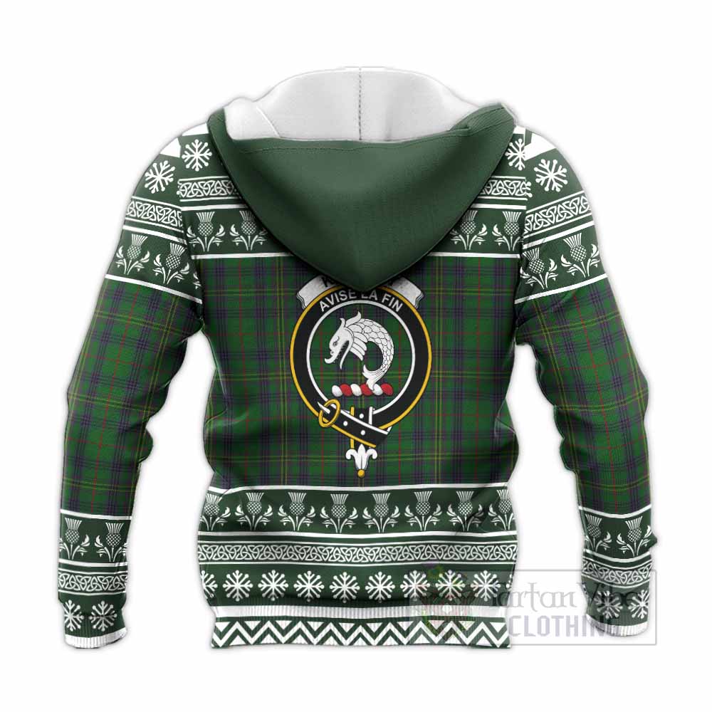 Kennedy Clan Tartan Christmas Knitted Hoodie with Family Crest - Tartan Vibes Clothing