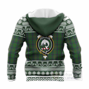 Kennedy Clan Tartan Christmas Knitted Hoodie with Family Crest