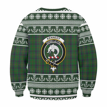 Kennedy Clan Tartan Christmas Sweatshirt with Family Crest