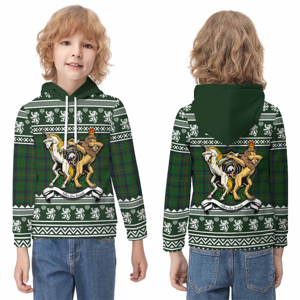 Kennedy Clan Tartan Crest Christmas Kid Hoodie Coat of Arms Funny Style - Tartan Vibes Clothing