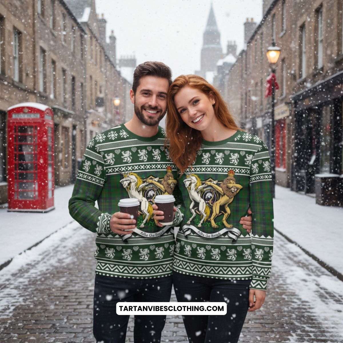 Kennedy Clan Tartan Crest Christmas Sweatshirt Coat of Arms Funny Style