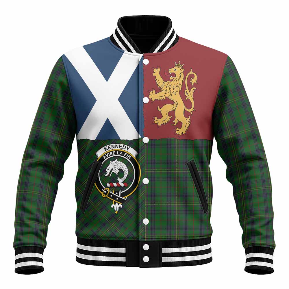 Kennedy Crest Tartan Baseball Jacket with Lion Rampant Saltire Style