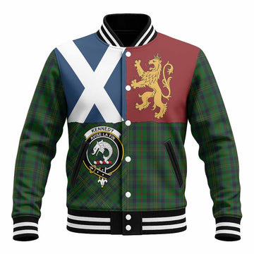 Kennedy Crest Tartan Baseball Jacket with Lion Rampant Saltire Style