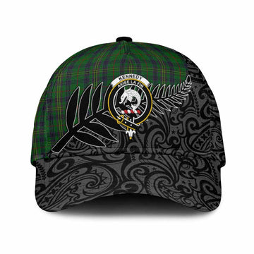 Kennedy Crest Tartan Classic Cap with New Zealand Silver Fern Half Style