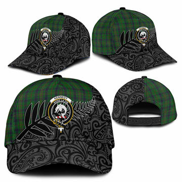 Kennedy Crest Tartan Classic Cap with New Zealand Silver Fern Half Style