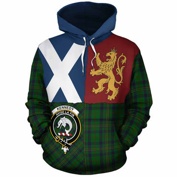 Kennedy Crest Tartan Cotton Hoodie with Lion Rampant Saltire Style