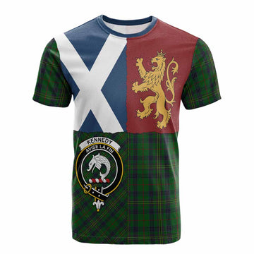 Kennedy Crest Tartan Cotton T-shirt with Lion Rampant Saltire Style