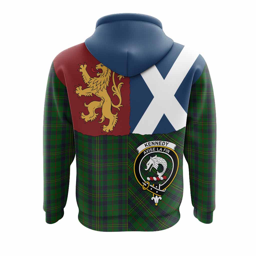 Kennedy Crest Tartan Hoodie with Lion Rampant Saltire Style