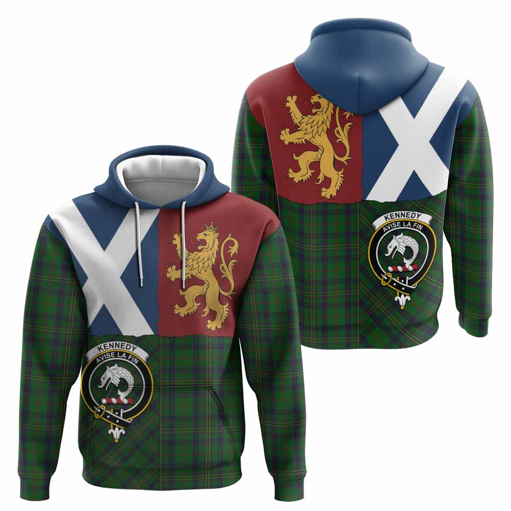 Kennedy Crest Tartan Hoodie with Lion Rampant Saltire Style