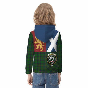 Kennedy Crest Tartan Kid Hoodie with Lion Rampant Saltire Style