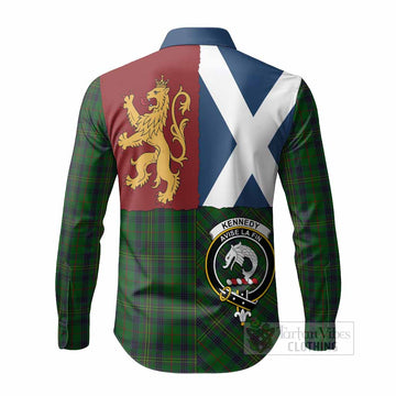 Kennedy Crest Tartan Long Sleeve Button Shirts with Lion Rampant Saltire Style