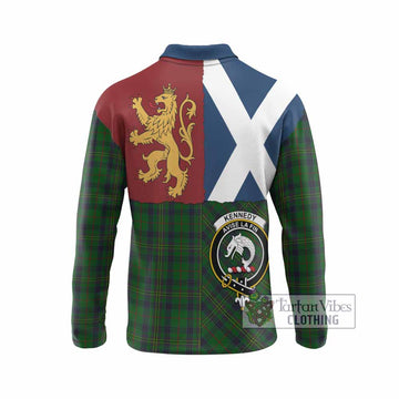 Kennedy Crest Tartan Long Sleeve Polo Shirt with Lion Rampant Saltire Style